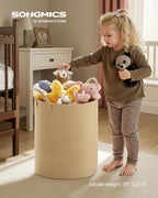 SONGMICS Laundry Hamper, Cotton Rope Laundry Basket with Handles, for Children, Toys, Clothing, Living Room, Bedroom, 15.8 Gallons, 13.8 x 13.8 x 19.7 Inches, Yellowish Brown URLH061KZ01
