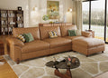SITJOY Oversized Sectional Couches for Living Room, Extra Large Deep Seat Couch with Chaise, 118" Wide Couch, 3 Seater L Shaped Couch with Storage Ottoman, Pet-Friendly Leather in Brown