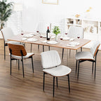 Dining Chairs Set of 8, Dining Room and Kitchen Chairs, FSC Certified Mid Century Modern Accent Chair, Upholstered PU Leather Chairs for Vanity with Walnut Bentwood and Metal Legs, White