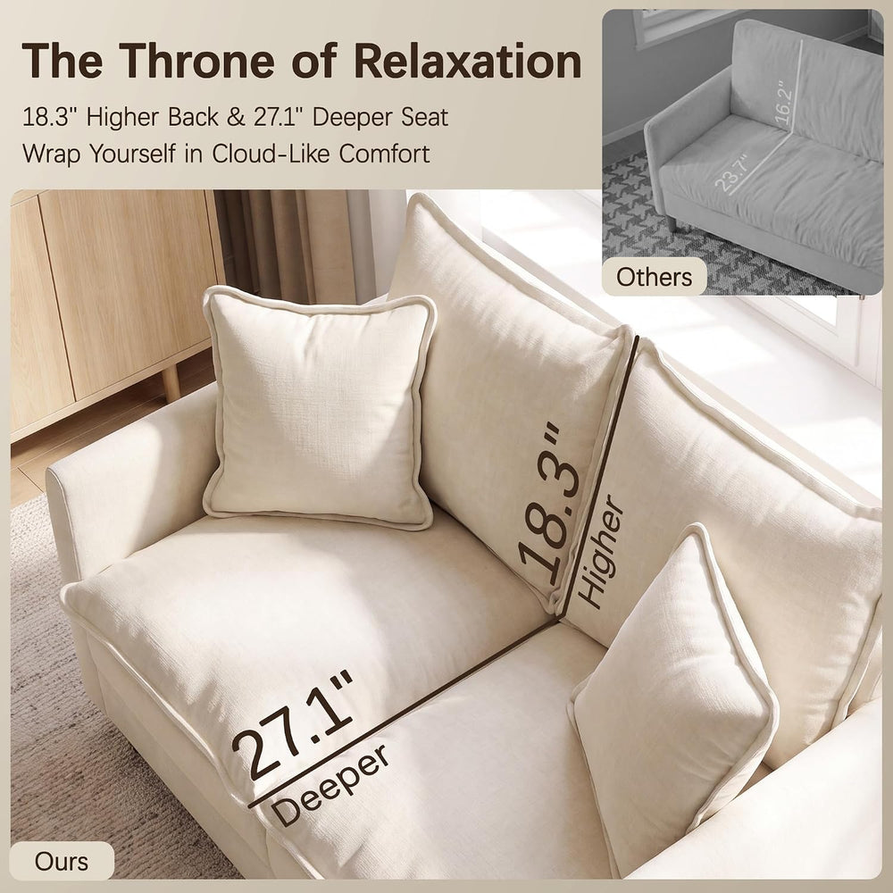 52" Loveseat Sofa, L-Shaped Cloud Love Seat Couches with Ottoman
