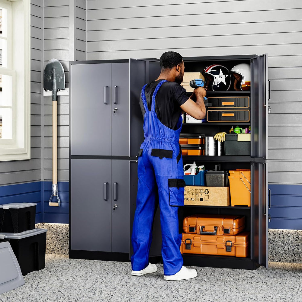 Yizosh Metal Storage Locking Cabinet with 4 Doors and 2 Adjustable Shelves,71...