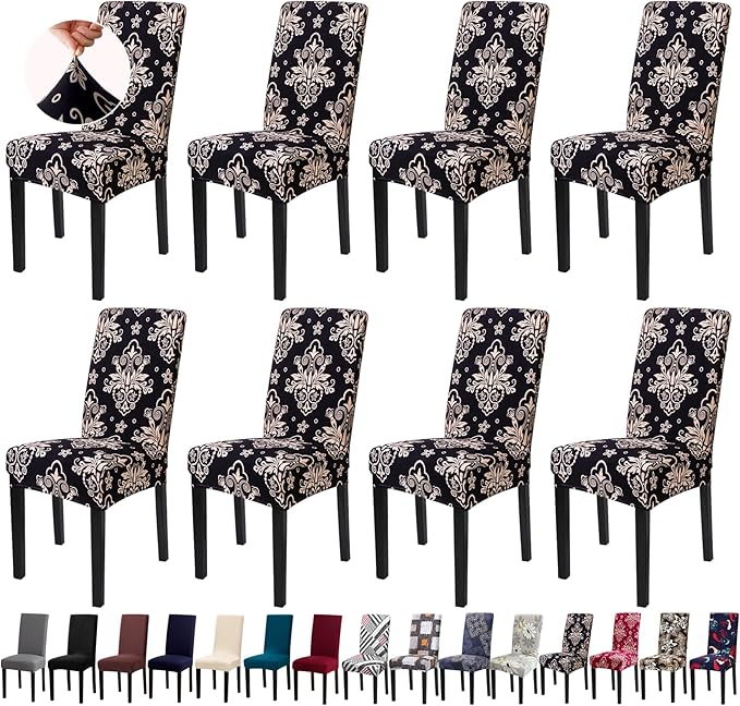 Chair Covers, Stretch Kitchen Chair Covers/Dining Chair Covers for Dining Room 8 Pack, Removable Washable Dining Chair Slipcovers for Home, Hotel, Banquet
