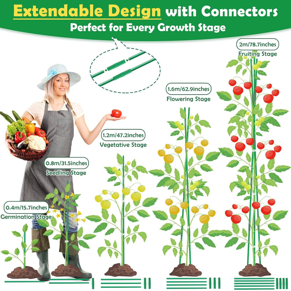 337 PCS Garden Stakes, Fiberglass Tomato Stakes, Garden Sticks