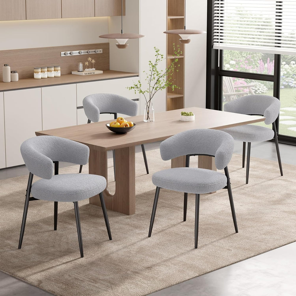 Dining Chairs Set of 4, Mid Century Modern Dining Chairs, Boucle Upholstered ...