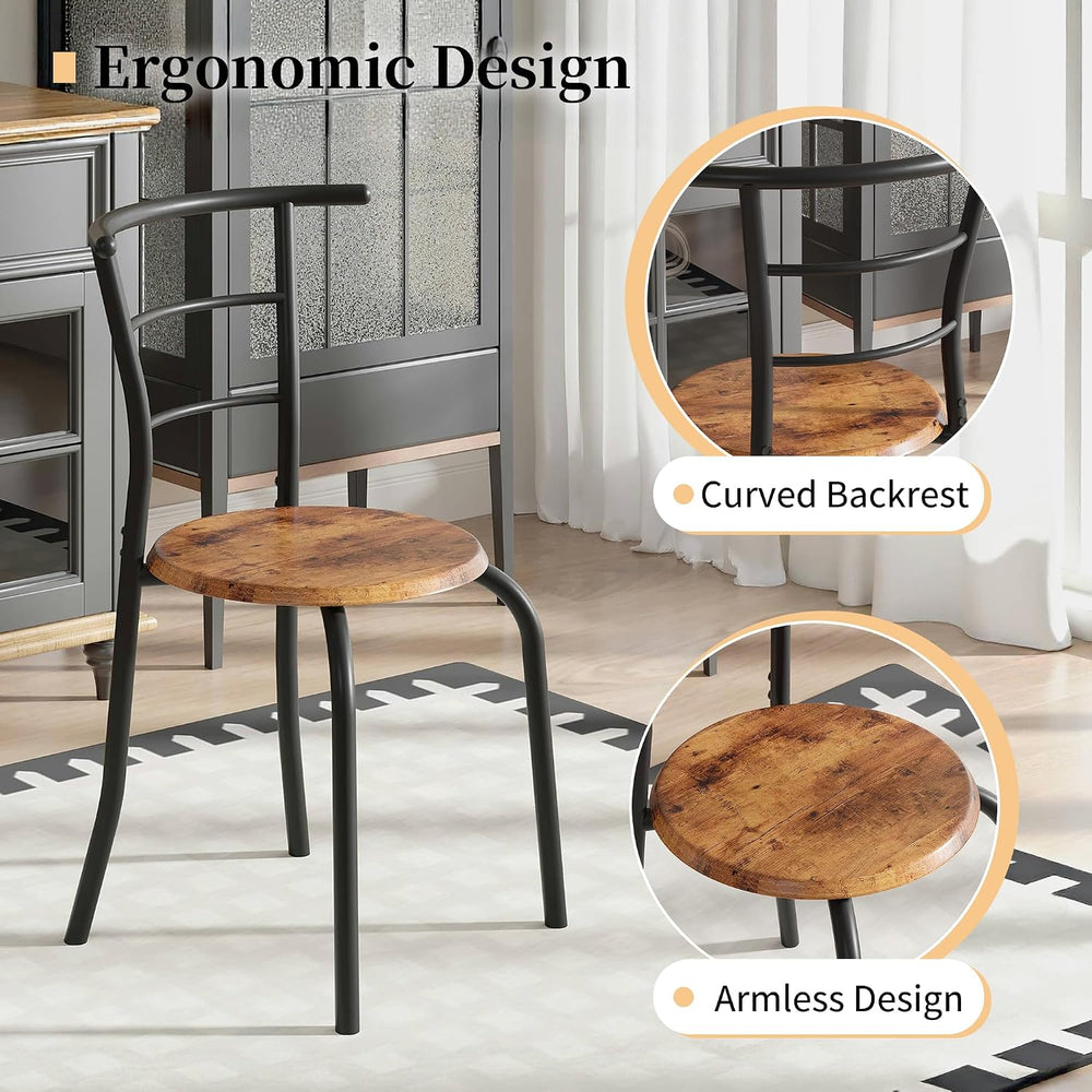 VECELO 3-Piece Dining Table Set for Kitchen Breakfast Nook, Wood Grain Oval T...