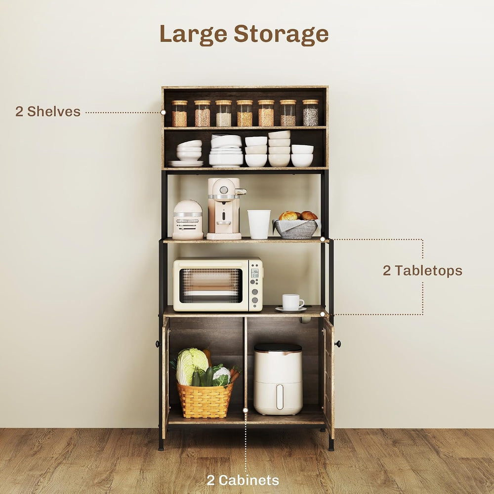Microwave Stand for Kitchen Use Two AC Outlets, Ample Storage | Steel frame, ...