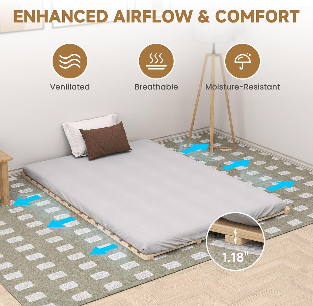 LILYPELLE Floor Bed Frame Full, Foldable Tatami Bed Frame Futon Frame | Breat...