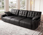 Oversized Sectional Couches for Living Room Extra Large Deep Seat Adjustable 2-Level Depth Back FSC Certified Pu Leather Cloud Couch Sleeper Sofa Chaise Detachable (Black, 3 Seat)