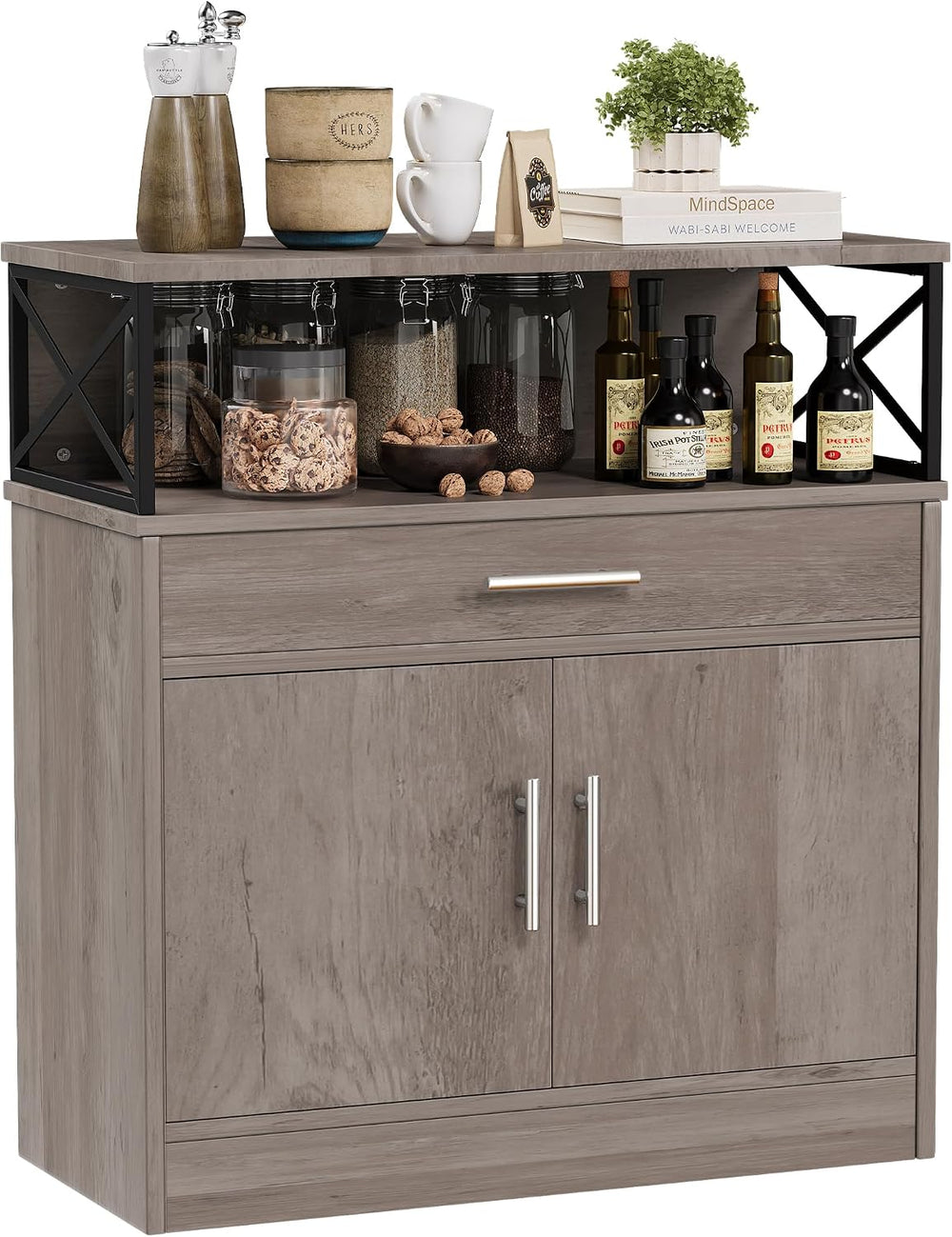 Buffet Cabinet, Coffee Bar Cabinet, Sideboard with Storage and Drawer, Farmho...