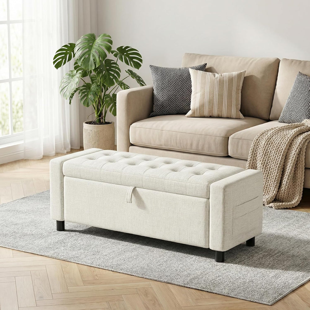 Amada 46" Storage Ottoman Bench with Safety Hinge, Hidden Compartment &a...