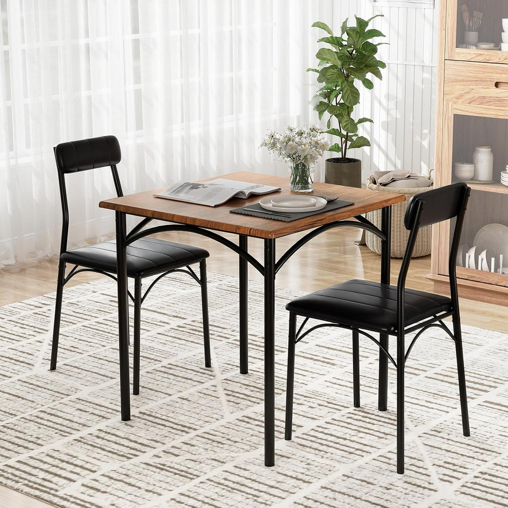 Giantex 3-Piece Dining Table Set, Square Kitchen Table with 2 Upholstered Arm...