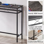 VECELO 39.4In Narrow Sofa/Console Table with Charging Station & Power Outlet and USB Ports, for Entryway, Living Room, Office, Industrial, Metal Frame, 2 Pack, Dark Grey