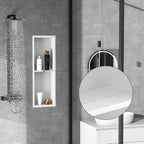 Stainless Steel Shower Niche 24" X 8", No Tile Needed Wall Niche Double Shelves, Recessed Shower Shelf for Bathroom Storage, Matte White