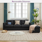 TYBOATLE Black Couch Sectional Couches w/Side Pockets for Living Room, Comfy Faux Leather Modular Convertible L Shaped Sofas with USB & Ottoman, Leather Sectional for RV Apartment Office