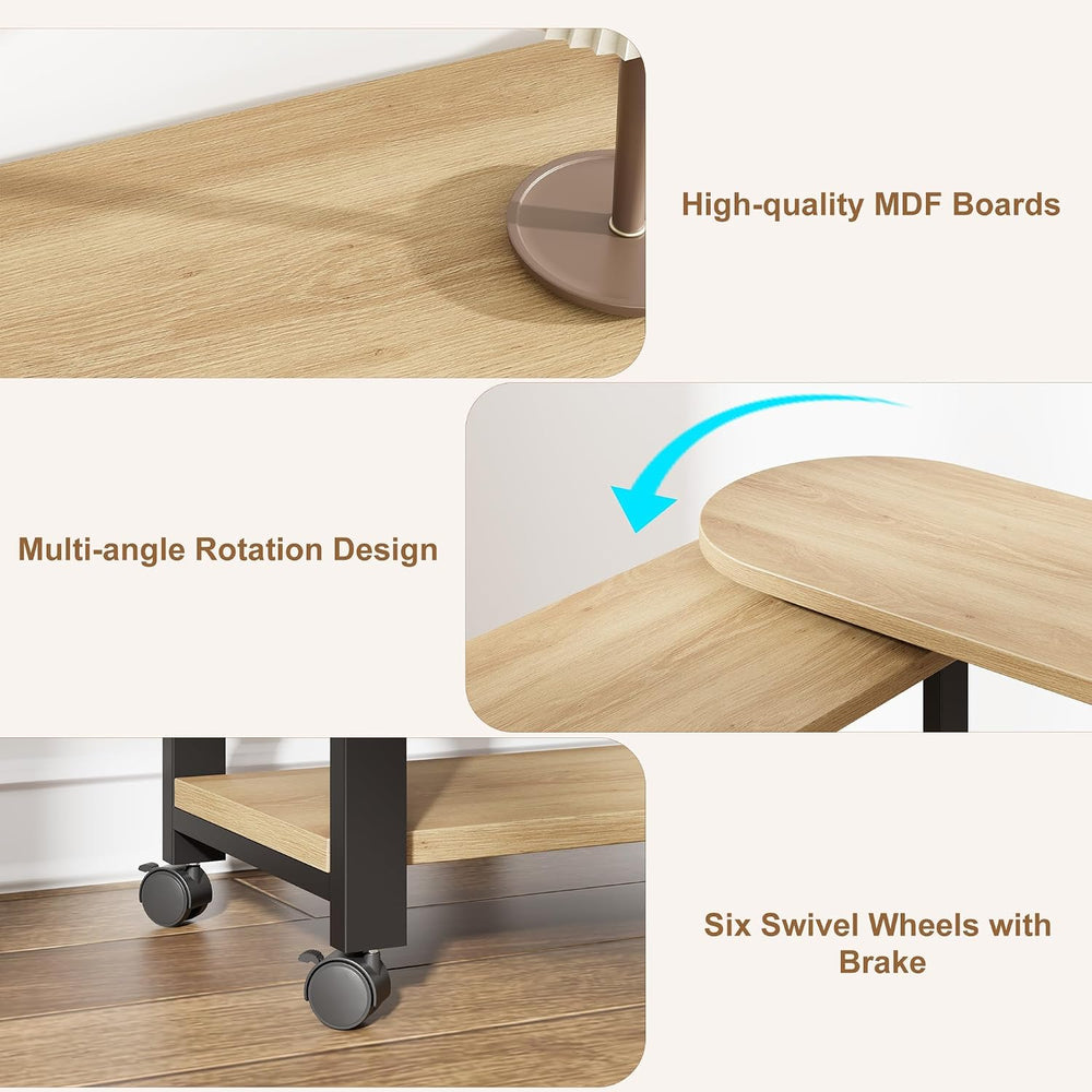 Takywep 360° Rotating Side Table with Storage, End Table with Charging Statio...