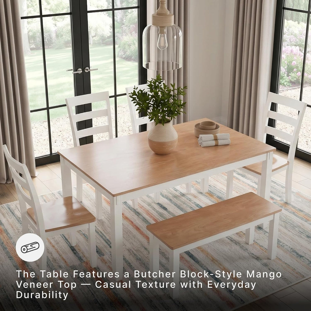 Signature Design by Ashley 6-Piece Dining Table Set with Bench and Chairs | S...