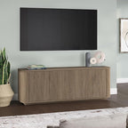 Henn&Hart Fluted TV Stand for TVs up to 75" with 2 Storage Cabinets with an Adjustable Shelf for Living Room, Family Room, or Office, Weathered Gray