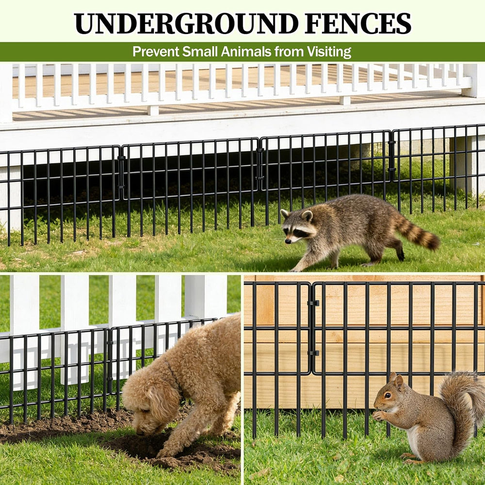 17in (H) x 27ft (L) Garden Fence Animal Barrier, 25 Panels Decorative Garden ...