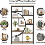 Tribesigns Industrial Bookshelf Bookcase with 9 Open Shelf (Light Oak) | 5-Tier Freestanding Tall Bookshelves, Etagere Display Shelf Storage Organizer, Perfect for Living Room, Bedroom