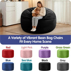 4FT Adult Bean Bag Chair, 4'Comfy Bean Bags, Large BeanBag Chairs | Bean Bag Chairs for Adults with Memory Foam Filled, Washable Cover,Lazy Sofa for Gamming Room,Living Room & Bedroom,Black