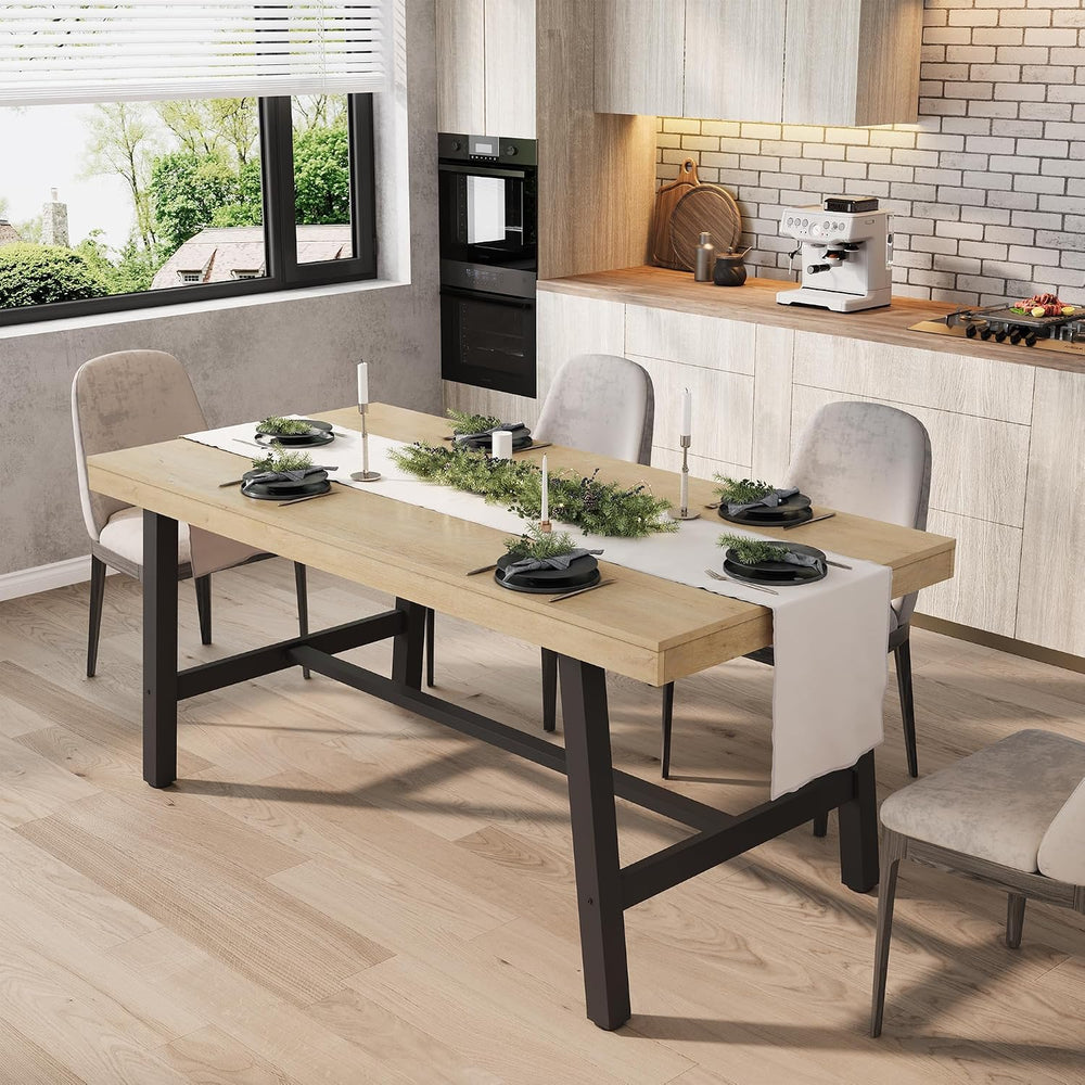 GarveeHome Industrial Dining Table for 4-6 People, 63" Long Large Kitche...
