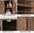 FORTUNETEC 31.5" Sideboard Buffet Cabinet with Storage, Walnut, 3pcs | Wood Modular Media Console, Mid Century Modern Credenza with Arched Doors for Living Room Kitchen Dining Room Entryway