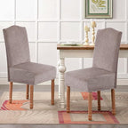 H.VERSAILTEX Velvet Dining Chair Covers Stretch Chair Covers for Dining Room Set of 2 Parson Chair Slipcovers Chair Protectors Covers Dining, Soft Thick Solid Velvet Fabric Washable, Taupe Striped