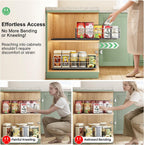 Pull out Cabinet Organizer, Stainless Steel 2-Pack Slide out Drawer with Silent Full-Extension Slides, Adhesive Roll out Can Spice Storage Basket Shelf Rack for Pantry, Kitchen, Bathroom, Home Closet