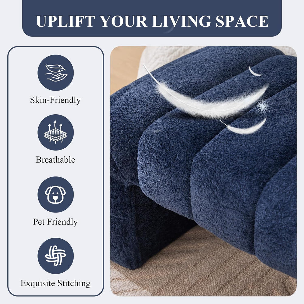 NIOIIKIT 69.7" Ottoman Bench, Teddy Upholstered Queen Size End of Bed Be...