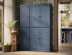 Palace Imports Solid Wood Tall Kitchen Pantry Cabinet - 71.5" H x 48.5" W – Utility Cabinet w/ 6 Shaker Doors, 2 Drawers & 8 Adjustable Shelves – Antique Blue, 100% Eco-Friendly Wood, Made in Brazil