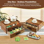 Acacia Wood Tea Bag Organizer with Gift Box, Double-Drawer Tea Box - Tea Accessories for Tea Organizer and Storage Box, Tea Station Chest Caddy for Countertop Cabinet Office(21-Compartment)