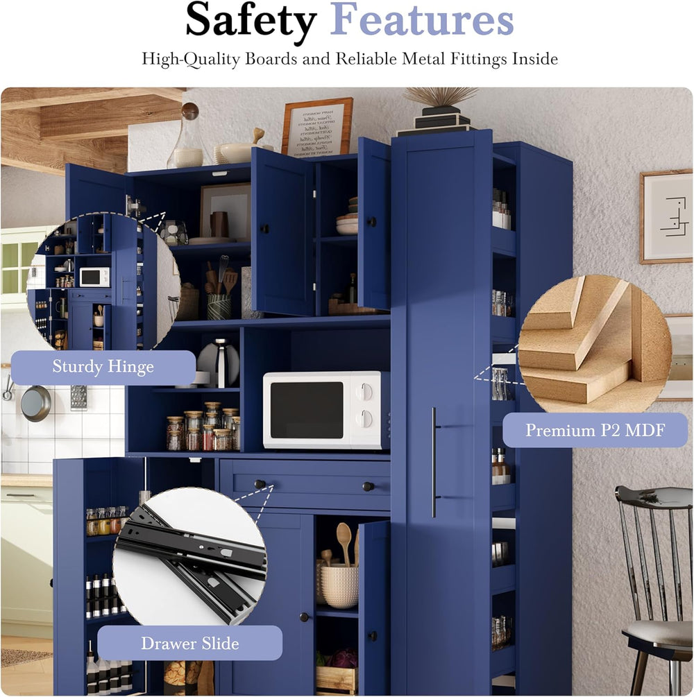 Merax 70'' Tall Traditional Freestanding Buffet with Hutch, Large Kit...