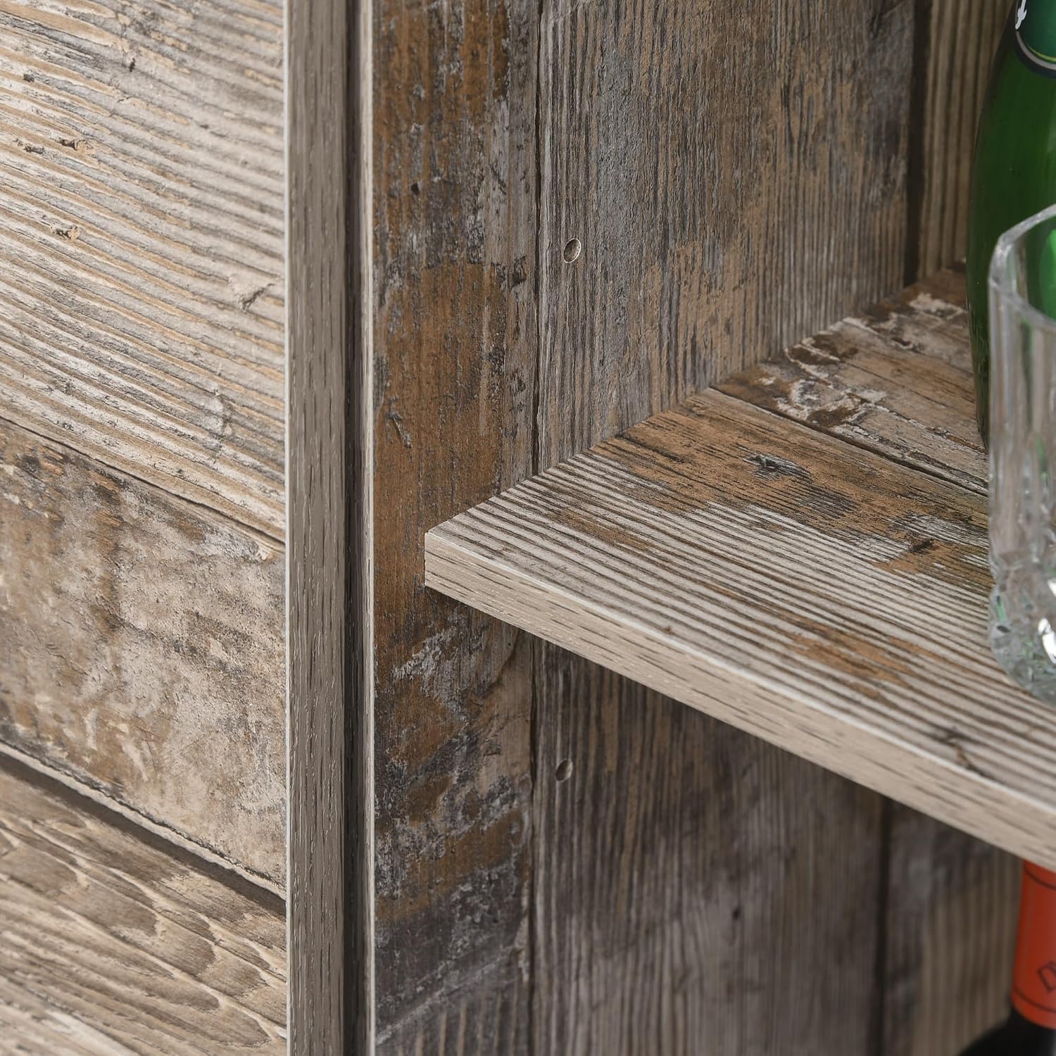 Freestanding Rustic Kitchen Buffet Cabinet, Pantry Storage Cabinet with Sliding Barn Door, Adjustable Shelf, Vintage Wood,for Kitchen