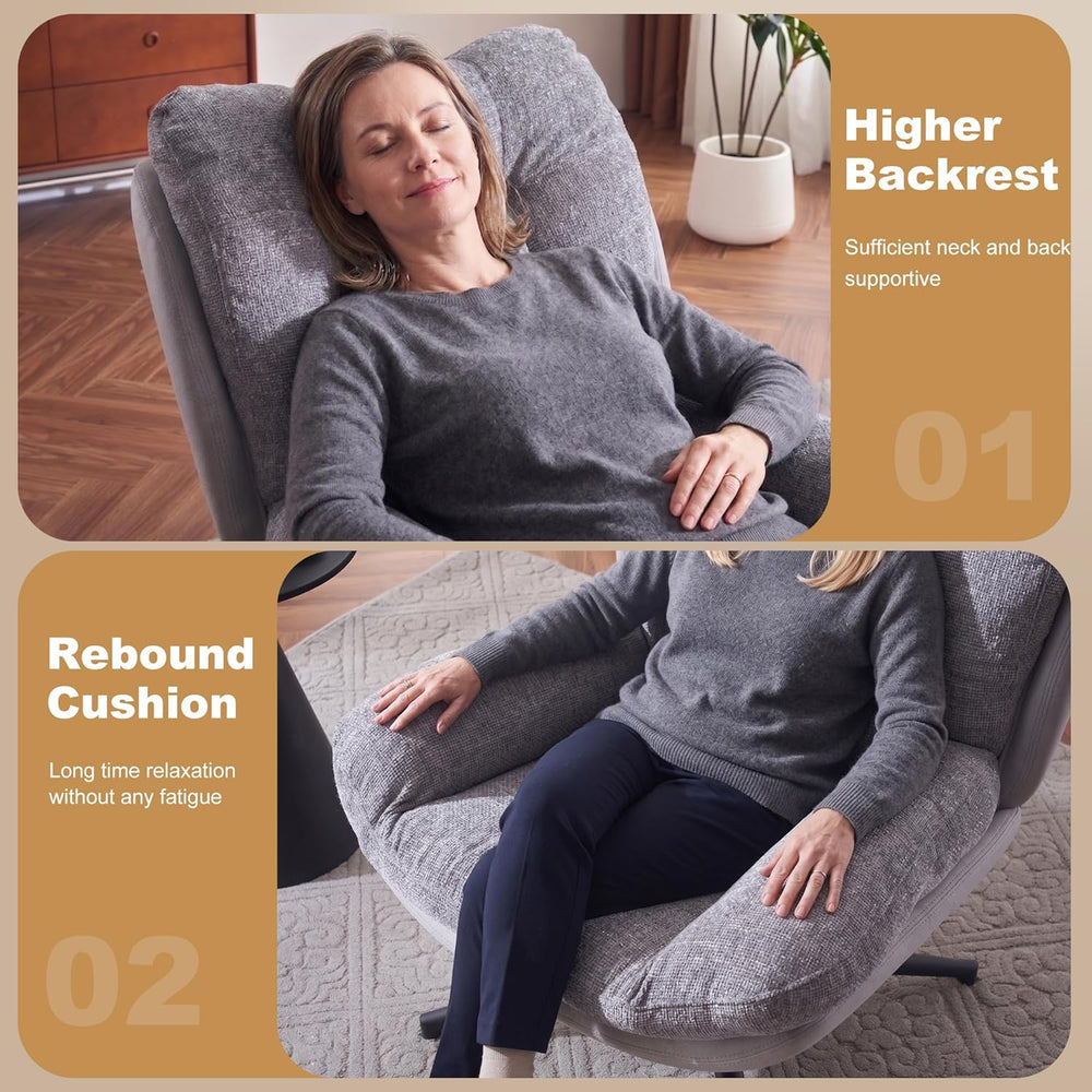 K Knowbody Swivel Accent Chair with Ottoman, 400lbs Capacity & Easy Assem...