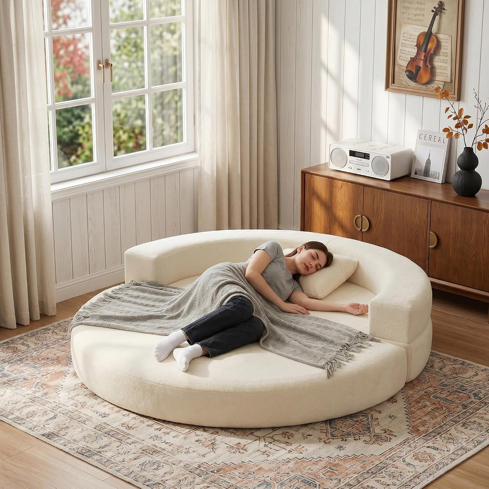 Mofolit 71" Couch Loveseat Folding Sofa Bed Convertible Round Floor Couc...