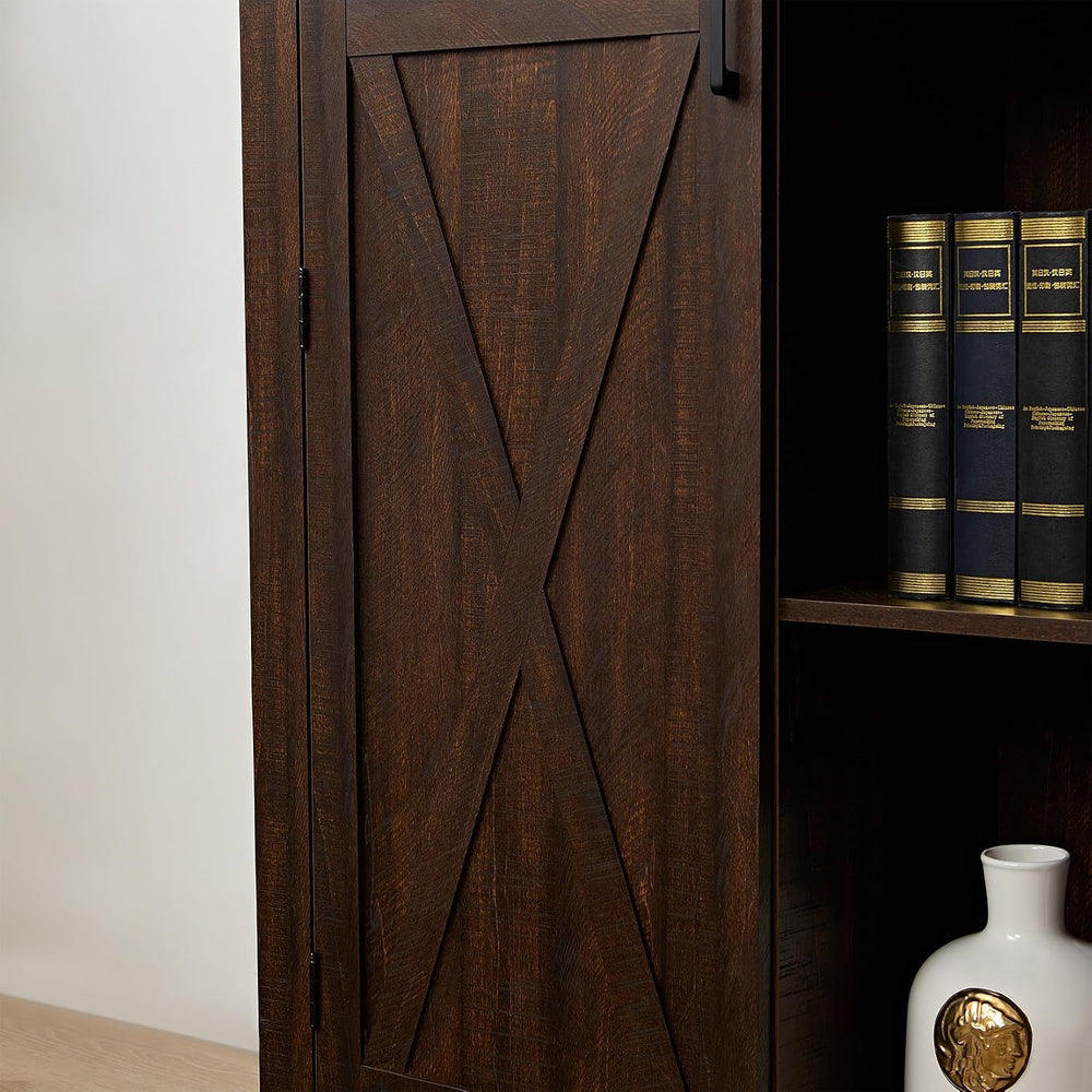 Farmhouse Kitchen Pantry Storage Cabinet 74.4" H, with Barn Doors and Sh...