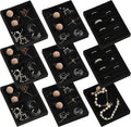 Frebeauty Small Jewelry Tray Set,Stackable Velvet Jewelry Organizer Tray,Mini Jewelry Drawer Organizer,Drawer Inserts,4.92 x 3.74 x 0.9 Inches,Earring Organizer for Women(Set 9,Black)