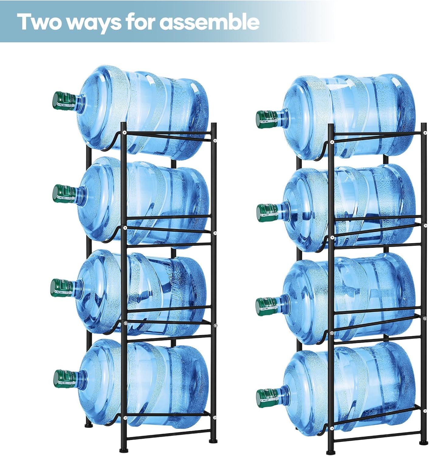 SEHERTIWY 5 Gallon Water Cooler Jug Rack, 4 Tier Detachable Water Bottle Storage Rack, Heavy Duty Water Bottle Organization for Home, Office