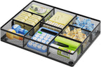 Marbrasse Desk Drawer Organizer, Metal Mesh Drawer Organizer Tray with 5 Adjustable Compartments,Desk Organizers and Accessories for Home,Office,Kitchen,Makeup,Vanity (Black)