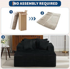 54.3"W Oversized Chaise Lounge Chair Indoor, Boneless Corduroy Sleeper Sofa Bed with 4 Pillows, Armrests, Comfy Fluffy Reading Couch, No Assembly Required Cloud Sofa for Living Room, Bedroom, Office