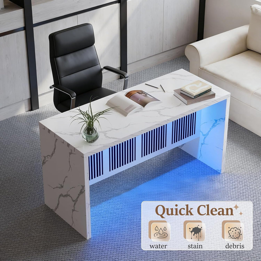 59IN Large Imitation Marble Dining Table, Suitable for 4-6 People, Modern Kit...