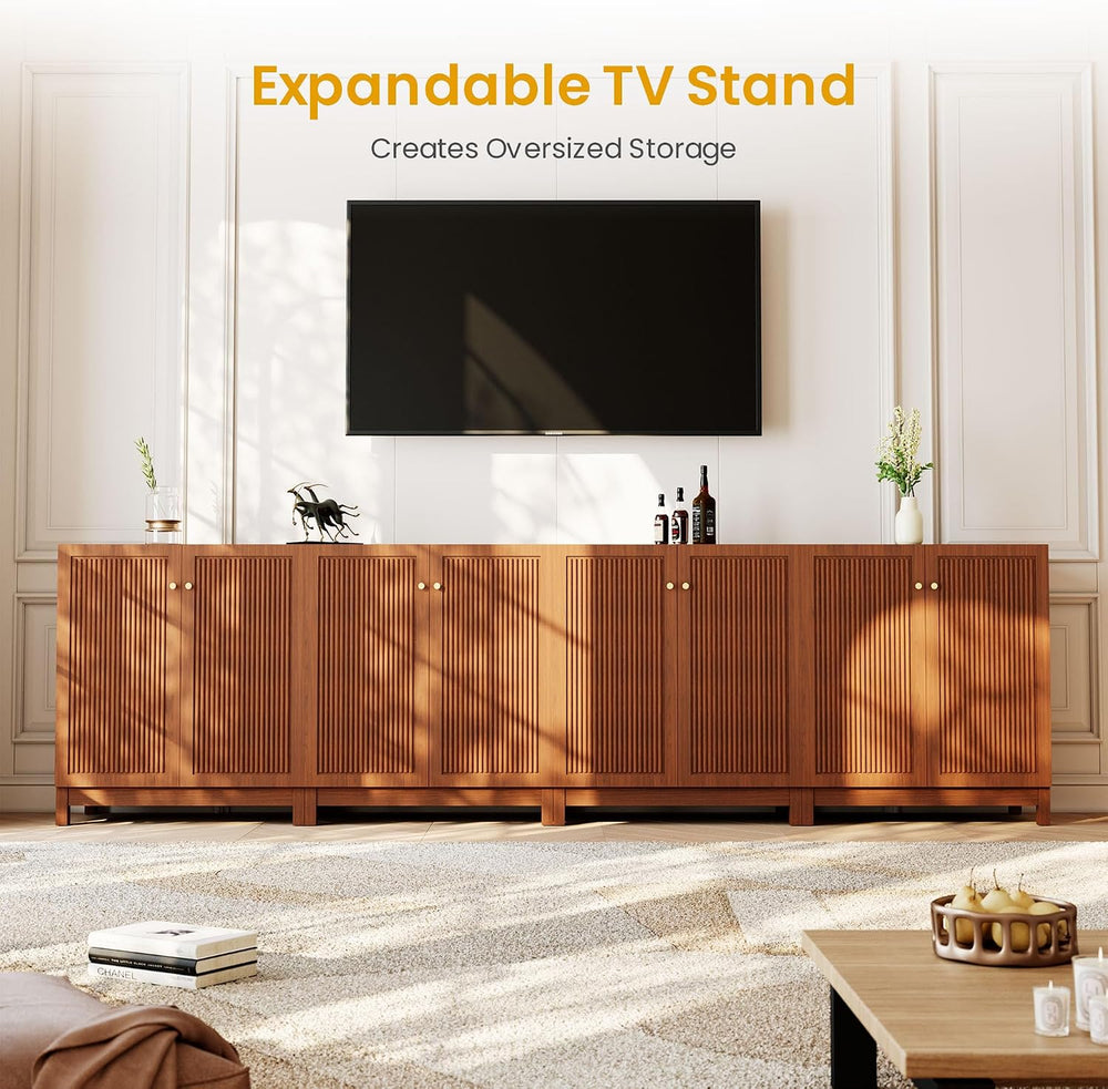 SUNBURY Fluted Cabinet with Storage, Mid Century Modern Accent Cabinet with 2...