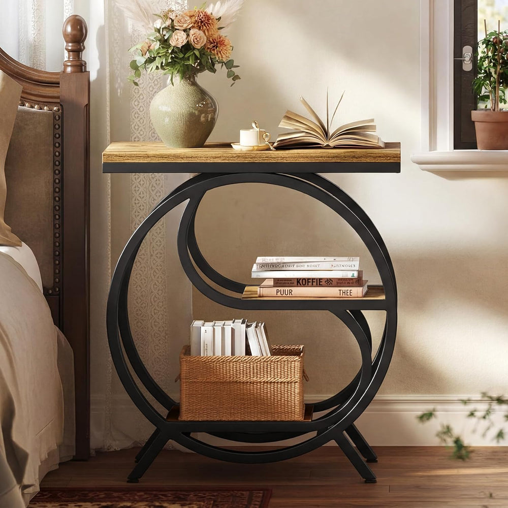 Tribesigns 3-Tier End Table, Industrial Side Table for Living Room, Small Rec...