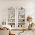 LITTLE TREE 5-Tier Bookshelf, Arch-Shaped Racks, Tall Standing Wooden Bookcase Display Shelf Modern Storage Solution, White