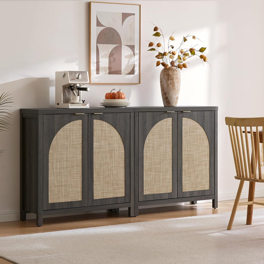 SICOTAS 68" W Rattan Sideboard Buffet Cabinet with Storage Set of 2, Mod...