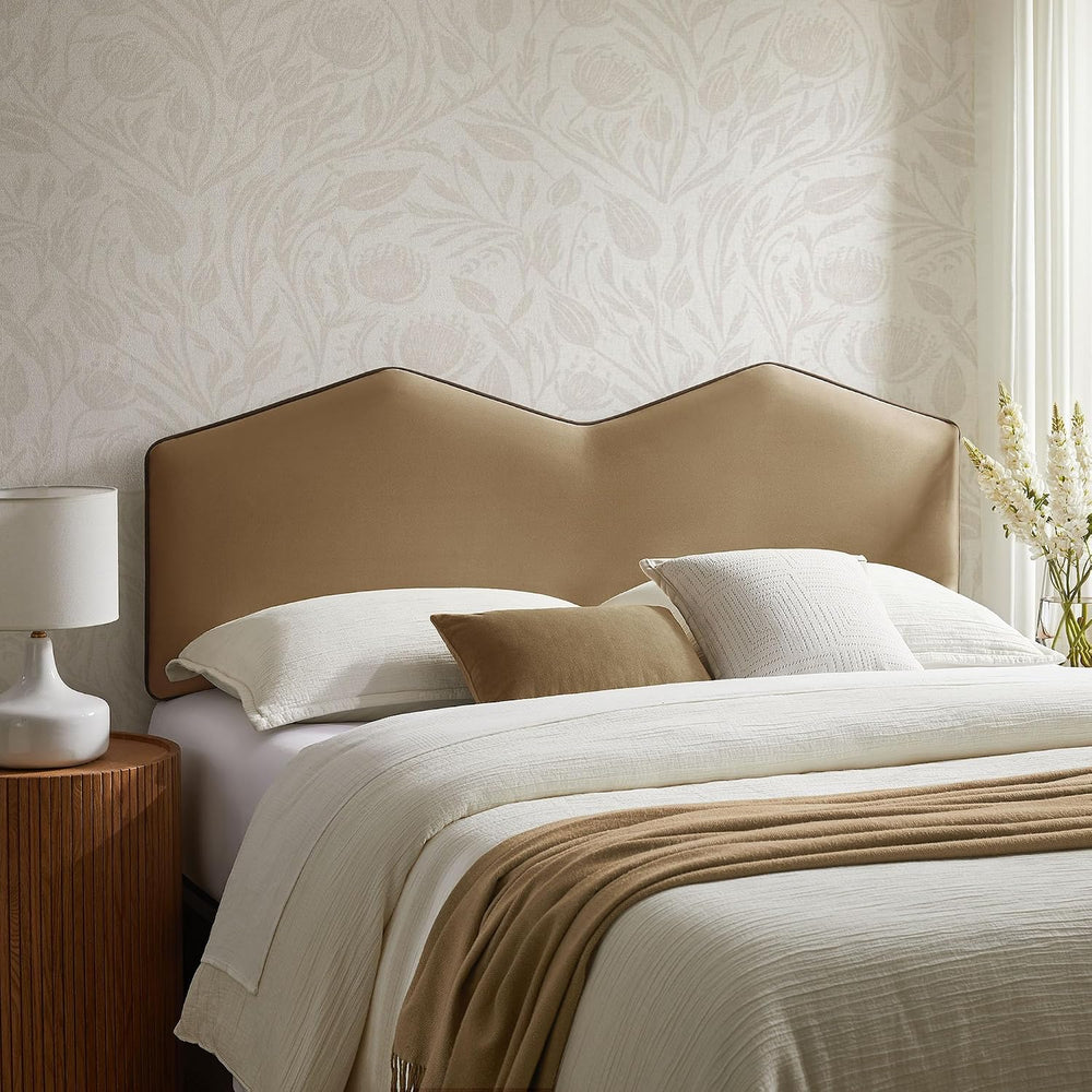 Modway Cosette Adjustable Velvet King Size Headboard in Taupe – Contemporary ...