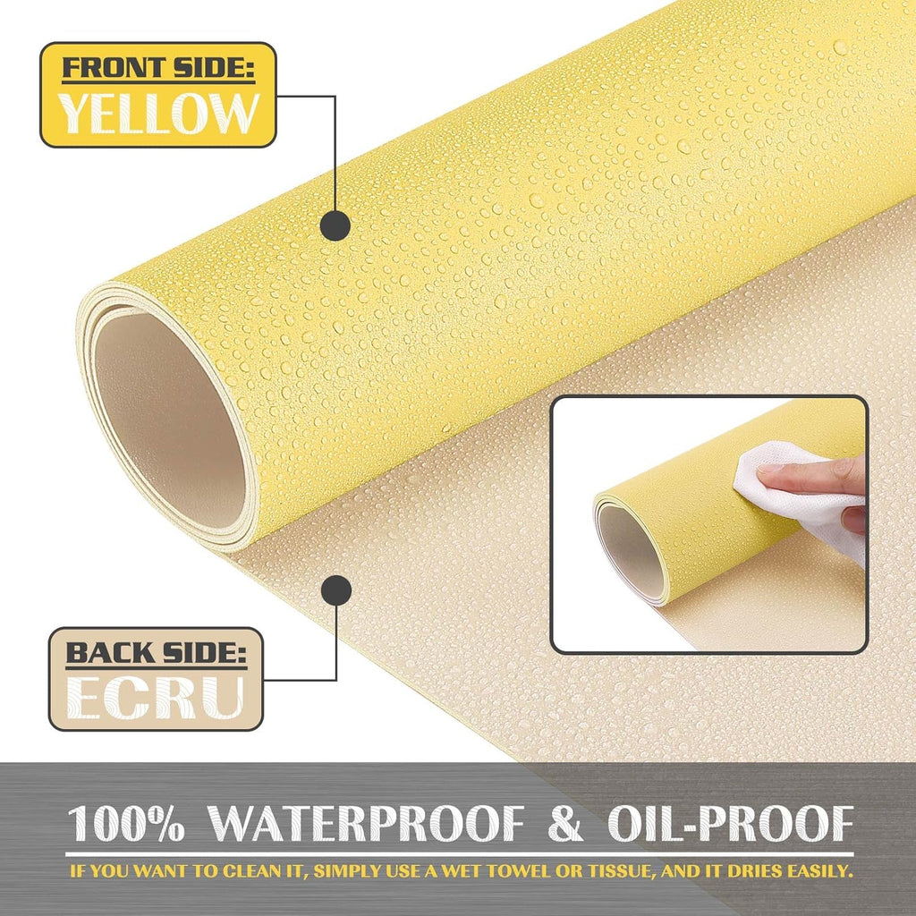 K KNODEL Small Office Leather Desk Mat, Mouse and Keyboard Pad, Computer and Laptop Mat, Desktop Protector and Cover, Writing Pad and Blotter (23.6"x13.8", Yellow)