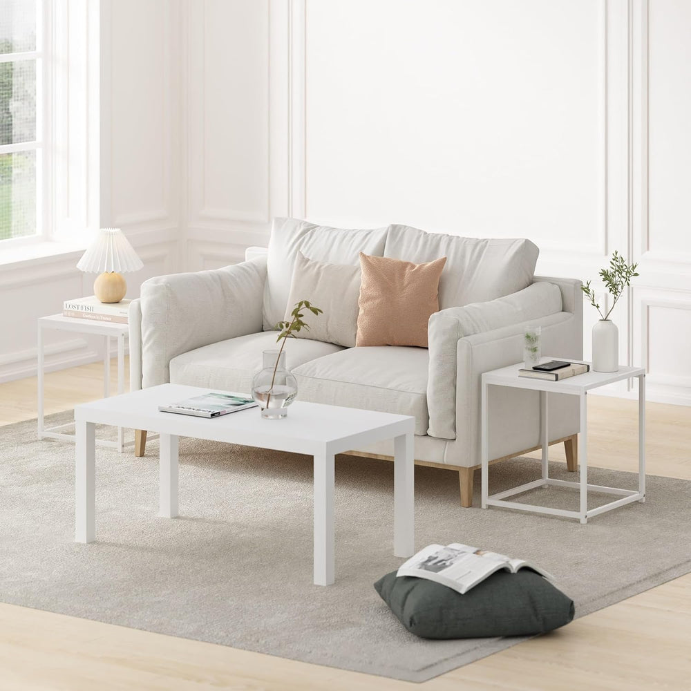 Furinno CAMNUS Side Table Set of 2, Metal Frame End Table, Night Stand, Bedsi...