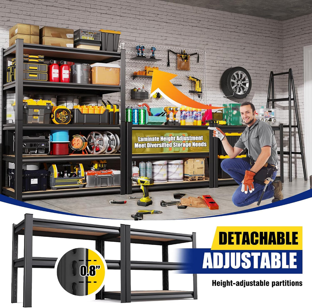 71"H x 28"W x 12"D Garage Shelving Unit, 5-Tier Heavy Duty Met...