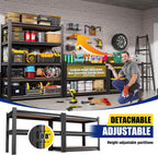 71"H x 28"W x 12"D Garage Shelving Unit, 5-Tier Heavy Duty Metal Storage Shelves 1900 LBS Capacity, Adjustable Utility Steel Racks and Shelving for Garage, Pantry, Basement, Warehouse, Black